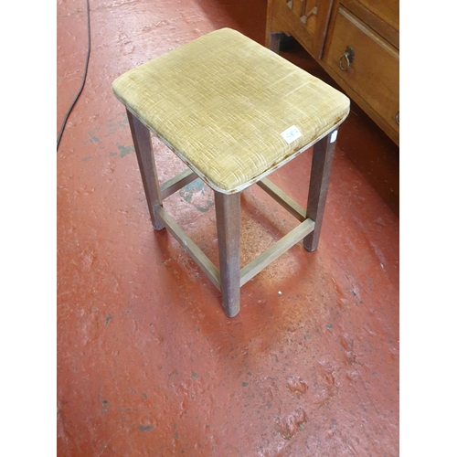 587 - 1960's Oak Stool with Velour Top.