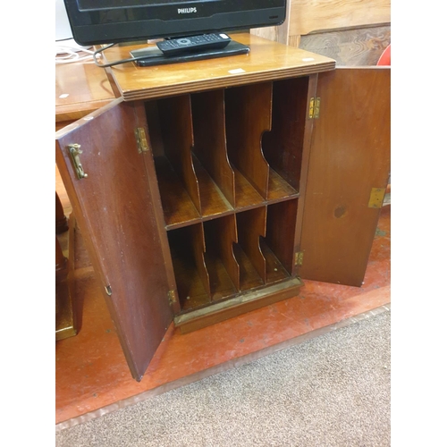 594 - Mahogany Double Door Document Cabinet - approx 77cm tall, 47cm wide & 50cm deep.