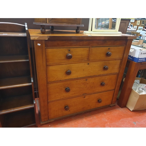 604 - Large Oak Veneered Two over Three Chest of Drawers - approx 107cm tall, 120 cm wide & 47cm deep.