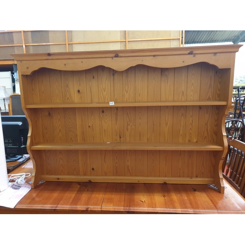 606 - Solid Pine Wall Mount Plate Rack Shelves - Approx 95cm tall x 1.4m wide x 17cm deep.