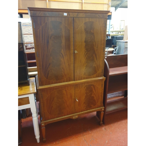 610 - Retro Burr Mahogany Finished Double Fronted Cocktail Cabinet with Pull Out Shelf, Double Cupboard Un... 