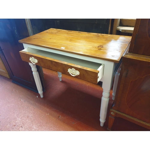 612 - Solid Pine Single Drawer Occasional Table - Approx 75cm tall x 90cm wide x 48cm deep.