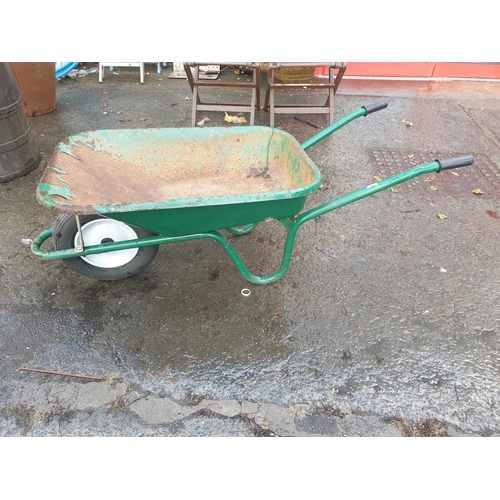 634 - Metal Green Wheelbarrow.