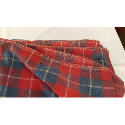 42 - Green, Yellow & Pink Blanket along with Red, Blue & White Checked Blanket.