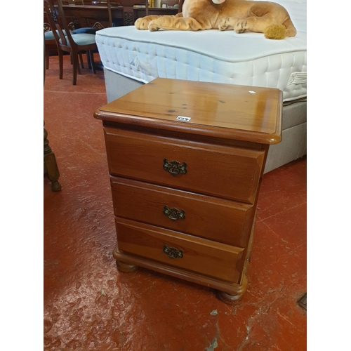 524 - Three Drawer Solid Pine Bedside Cabinet - 22