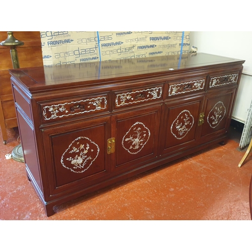 528 - Gorgeous Rosewood with Mother of Pearl Inlay Four Drawer, Four Door Sideboard - approx 6ft long x 33... 