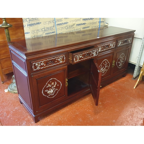 528 - Gorgeous Rosewood with Mother of Pearl Inlay Four Drawer, Four Door Sideboard - approx 6ft long x 33... 