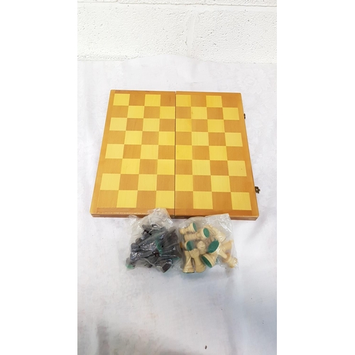 193 - Vintage Chess Set Box & Pieces.