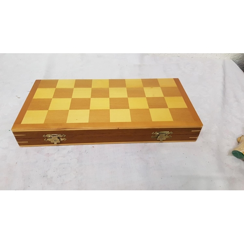 193 - Vintage Chess Set Box & Pieces.