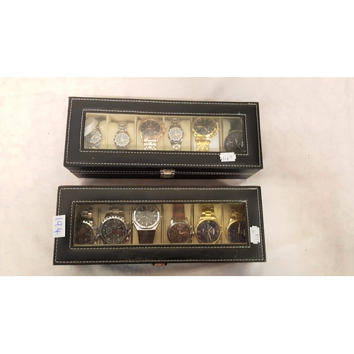 194 - Two Cases of Assorted Modern Watches - 12 total.