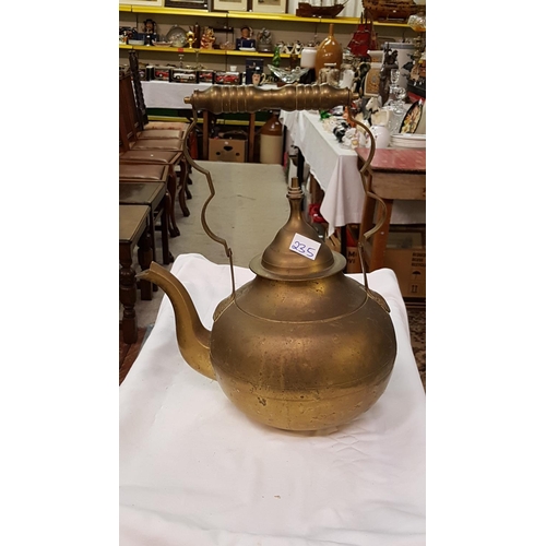 235 - Long Handled Brass Fire Place Kettle.