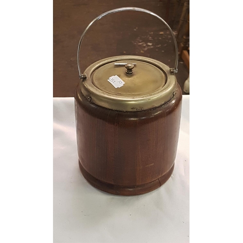 249 - Turned Wooden Biscuit Barrel with Plated Lid.