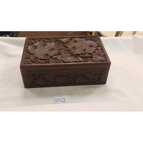 252 - Carved Oak Hinged Lid Box - approx 8