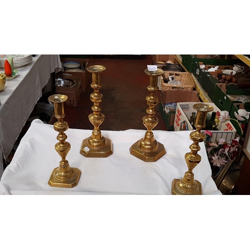 262 - Two Pairs of Matching Brass Candlesticks - one is 12