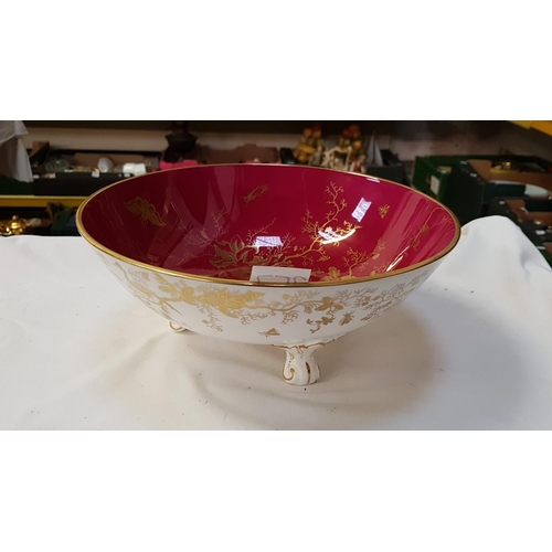 357 - Vintage Red & Gold Coalport Footed Bowl - approx 26cm in diameter.