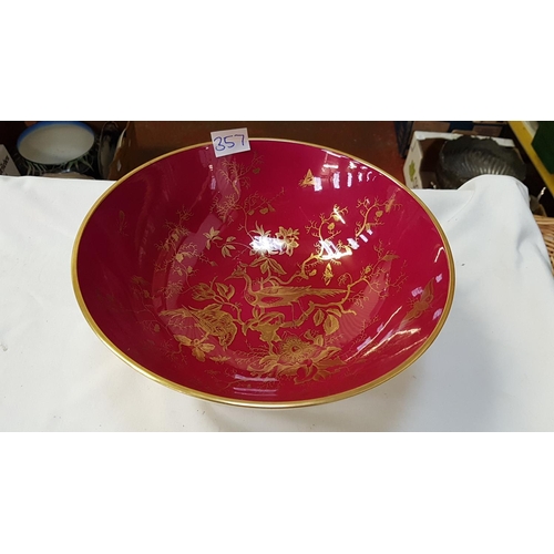 357 - Vintage Red & Gold Coalport Footed Bowl - approx 26cm in diameter.