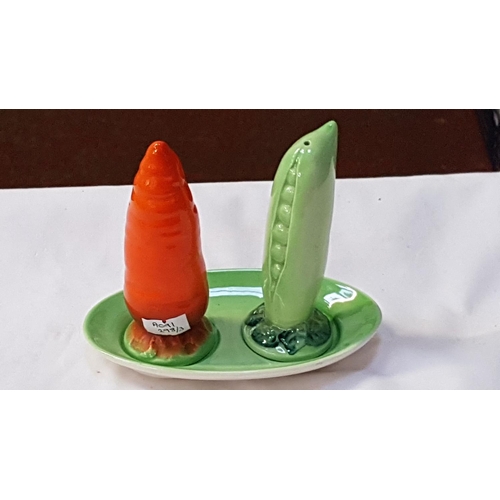 358 - Carlton Ware Pea Salt & Carrot Pepper Cruet.