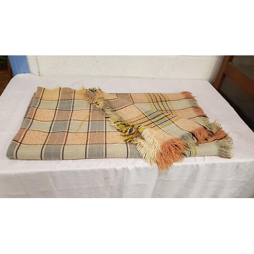 38 - Pastel Brown & Blue Checked Welsh Blanket.