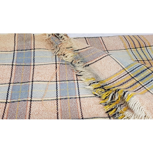 38 - Pastel Brown & Blue Checked Welsh Blanket.