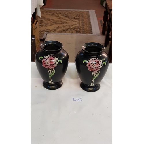 405 - Pair of Shelley Footed Carnation Vases c.1916-1925 Height c.12.75cm (c.5”).