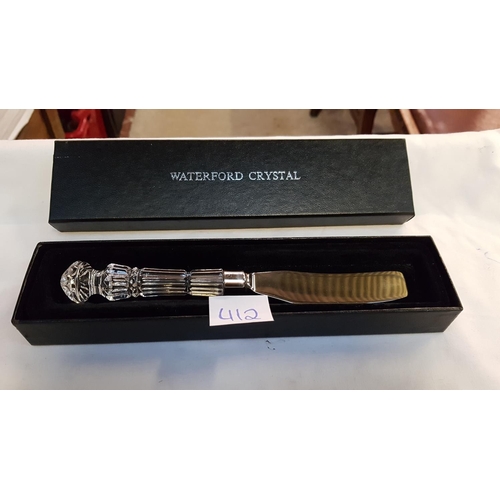 412 - Boxed Waterford Crystal Butter Knife.