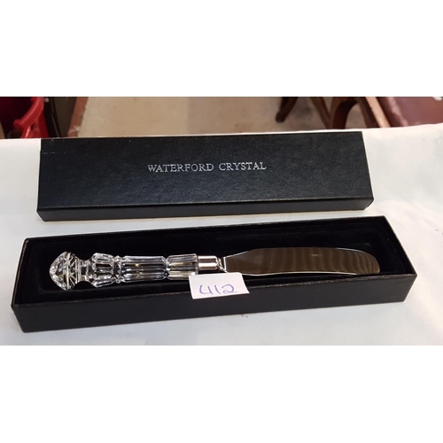 412 - Boxed Waterford Crystal Butter Knife.