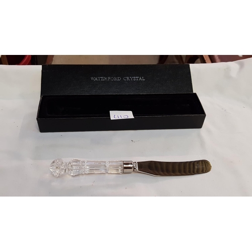 412 - Boxed Waterford Crystal Butter Knife.