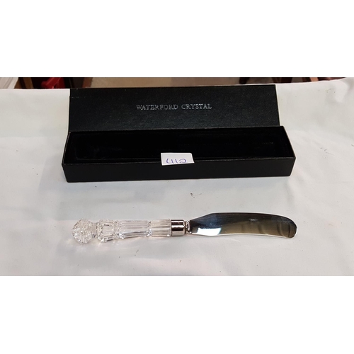 412 - Boxed Waterford Crystal Butter Knife.