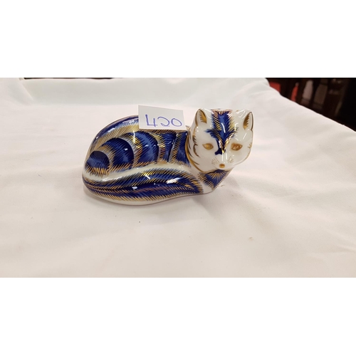 420 - Royal Crown Derby Blue Fox Paperweight with Ceramic Stopper.