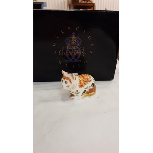 421 - Boxed Royal Crown Derby Spice Collectors Guild Kitten Paperweight with Gold Stopper.