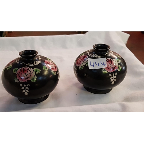 444 - Pair of Shelley Footed Rose Pattern Vases c.1916-1925 Height c.8.25cm (c.3.25”).