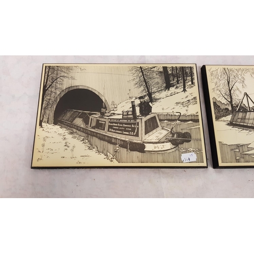 478 - Two Canal Scene Prints on Wood By Robert J Wilson - approx 11