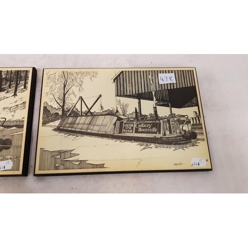 478 - Two Canal Scene Prints on Wood By Robert J Wilson - approx 11