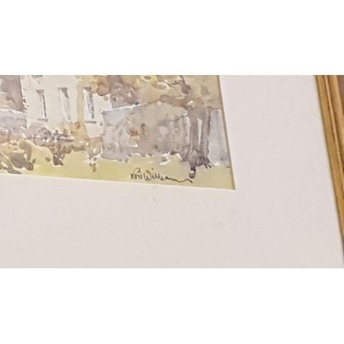 483 - Framed & Glazed Church Scene Signed Watercolour by Welsh Artist R Williams.