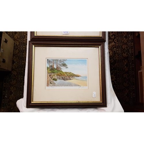 488 - Two Framed & Glazed Limited Edition Prints By Adrian James - Rhosili (214/750) & Caswell Bay (114/75... 