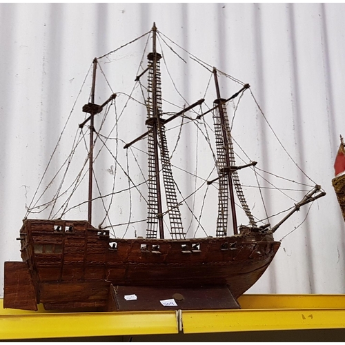 509 - Spanish Galleon Handmade Wooden Model Ship - approx 29