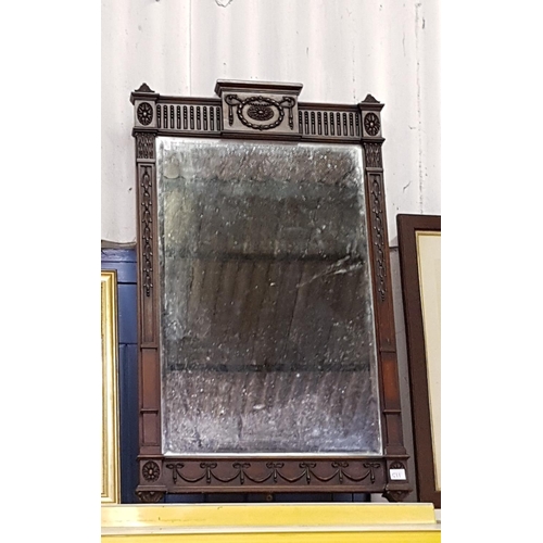 511 - Mahogany Framed Over Mantel Mirror - approx 3ft tall x 22