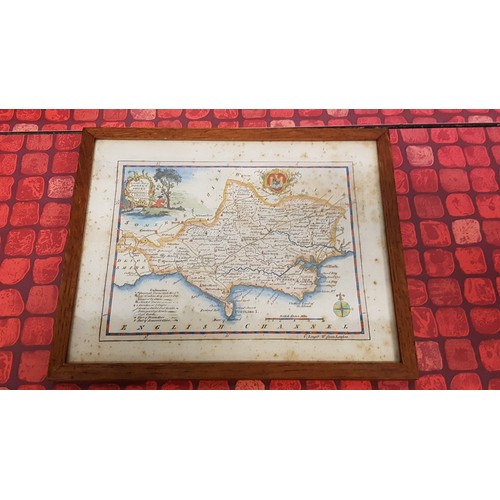 104 - Box of Assorted Framed & Glazed Vintage Maps.