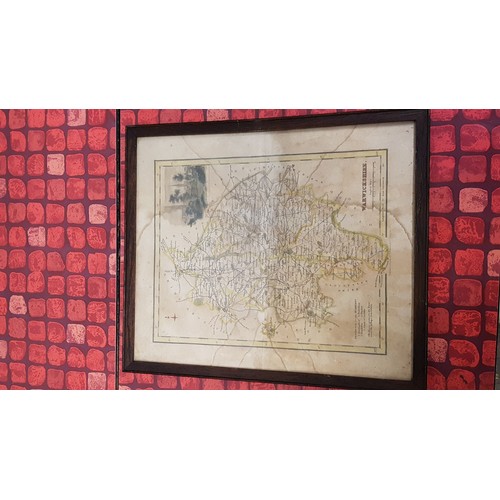 104 - Box of Assorted Framed & Glazed Vintage Maps.