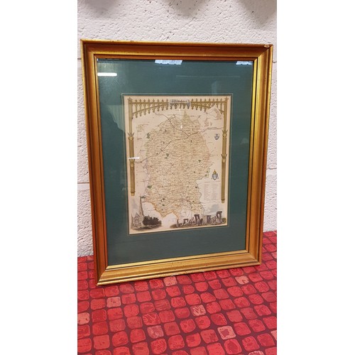 104 - Box of Assorted Framed & Glazed Vintage Maps.