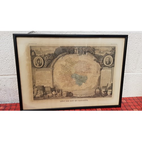 104 - Box of Assorted Framed & Glazed Vintage Maps.