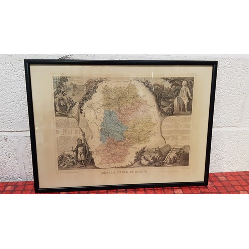 104 - Box of Assorted Framed & Glazed Vintage Maps.