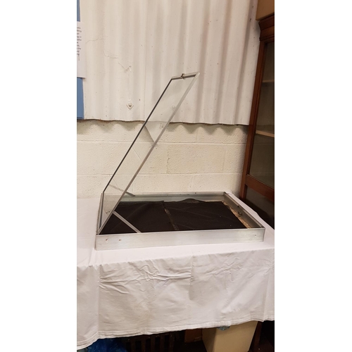 123 - Wall Hanging Metal Display Cabinet - no key.