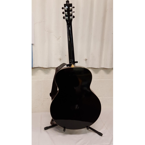 124 - Hudson HJ-STX-BK Acoustic Guitar with Stand.