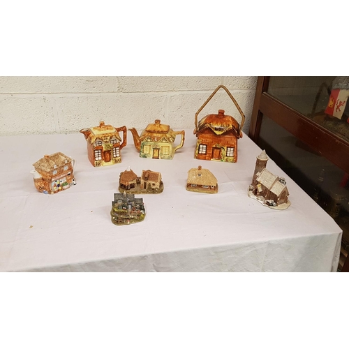 13 - Box of Cottage Ware, Lilliput Lane Cottages & Novelty Teapot.