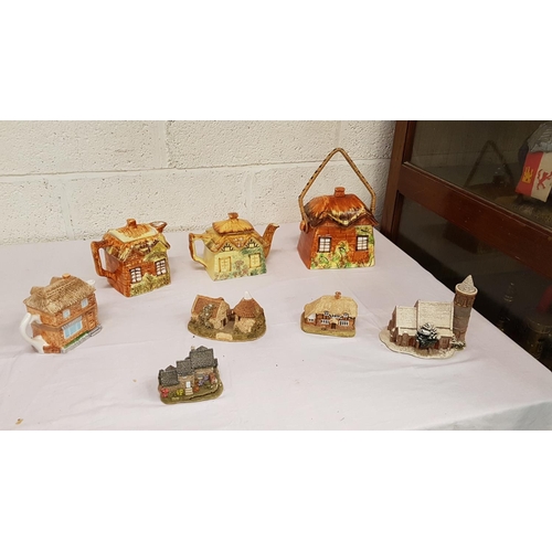 13 - Box of Cottage Ware, Lilliput Lane Cottages & Novelty Teapot.