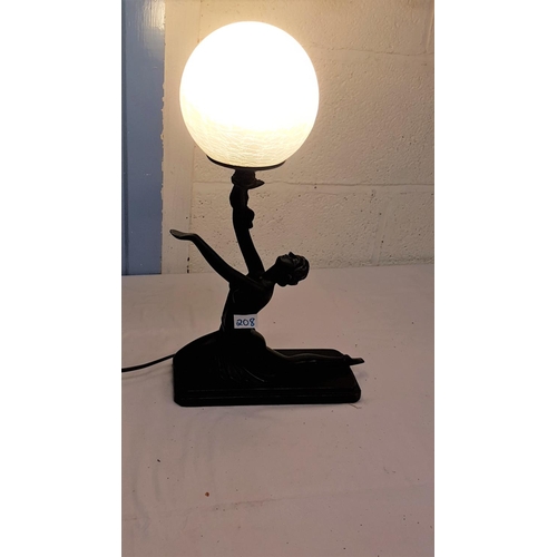 208 - Art Deco Style Molded Resin Table Lamp.