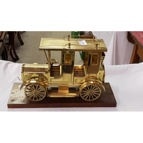 217 - Brass Vintage Taxi on Plinth - approx 13