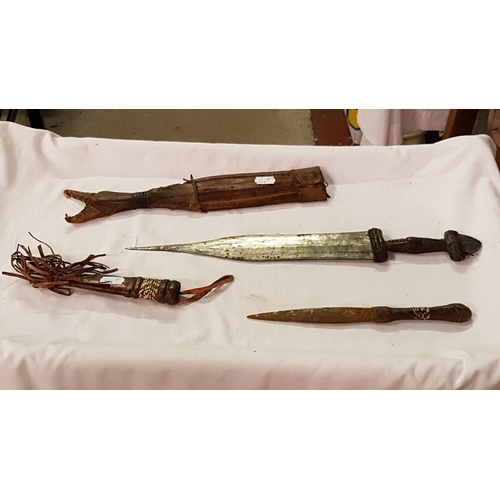 226 - Two African Trial Daggers with Leather Sheaths.