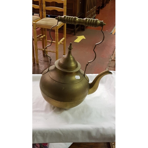 241 - Long Handled Brass Fire Place Kettle.